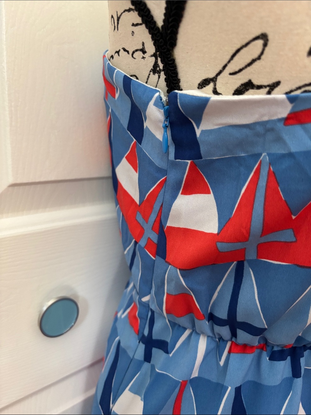NWT Vineyard Vines One Shoulder Maxi dress in nautical print Sz 6 - Picture 9 of 11